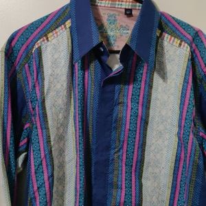Robert Graham Button Down Long Sleeve Shirt Sz L